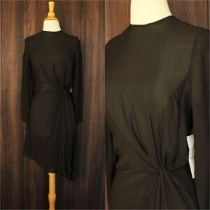 Anine Bing New With Tags Black Dress, Sz Small, Silk Chiffon, Asymmetrical Hem